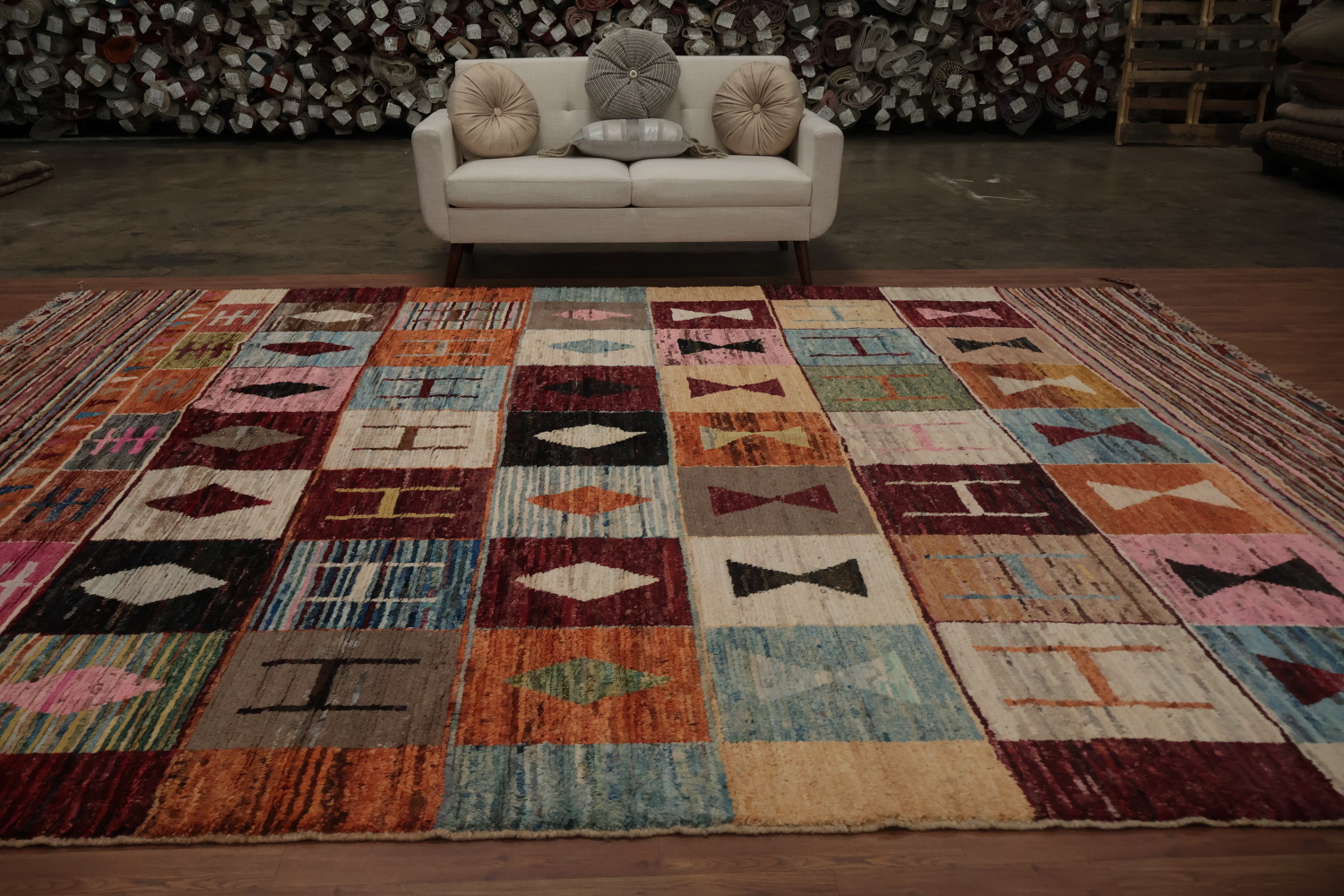 Multi-Colored Wool Moroccan Large Rug 10x14