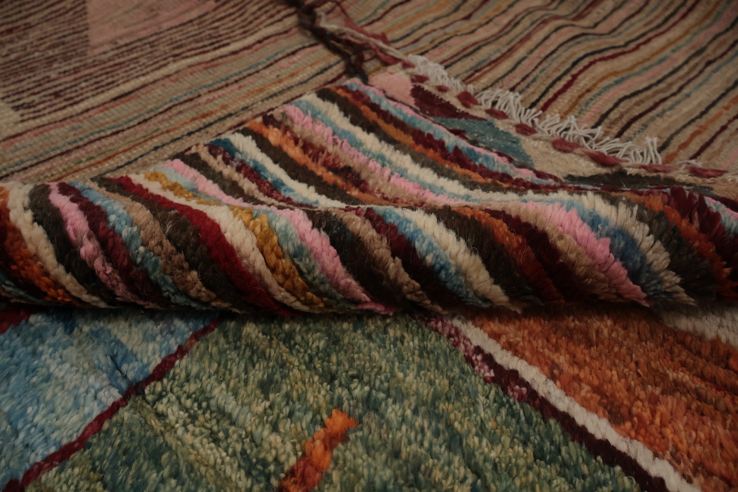 Multi-Colored Wool Moroccan Large Rug 10x14