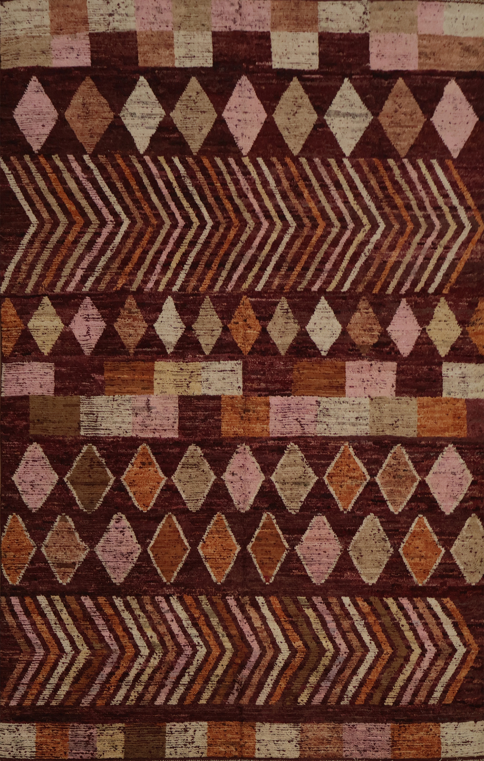 Earthy Tones Meet Modern Wool Moroccan Large Area Rug 10x14