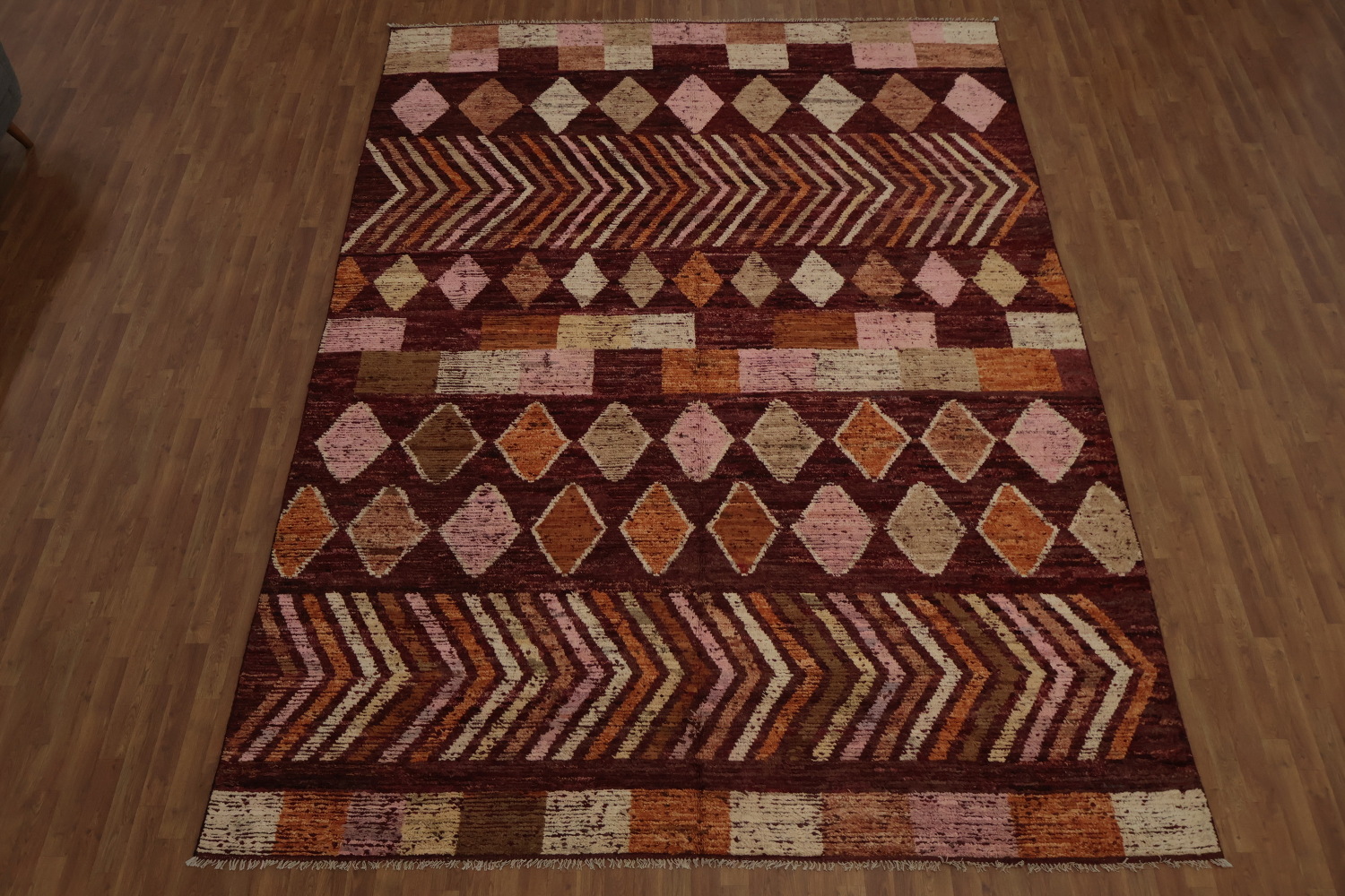 Earthy Tones Meet Modern Wool Moroccan Large Area Rug 10x14