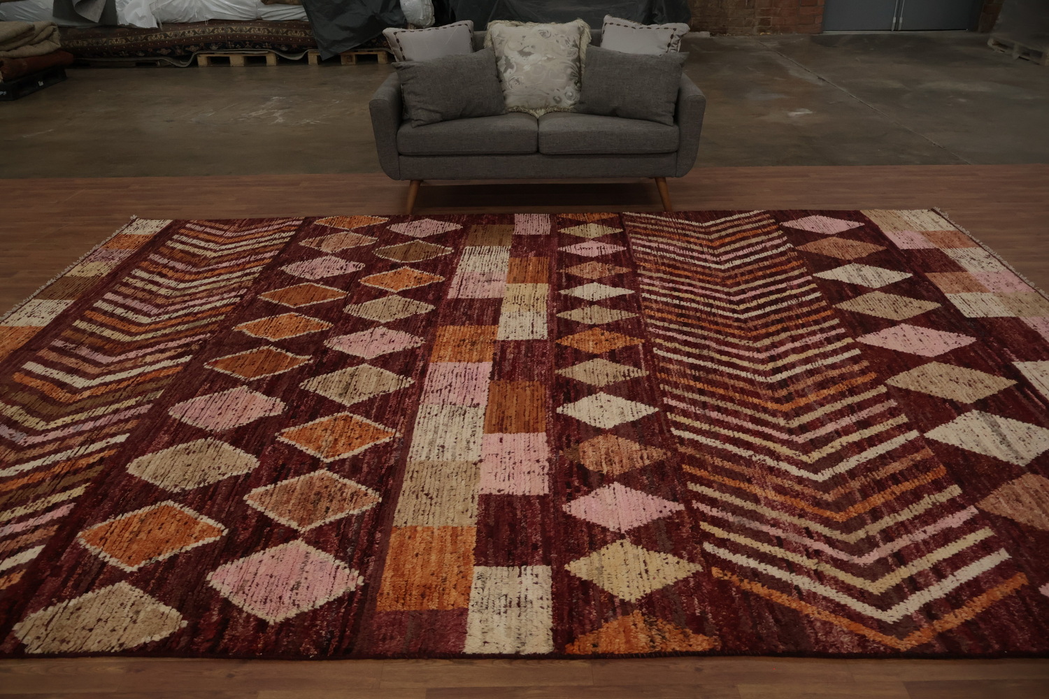 Earthy Tones Meet Modern Wool Moroccan Large Area Rug 10x14