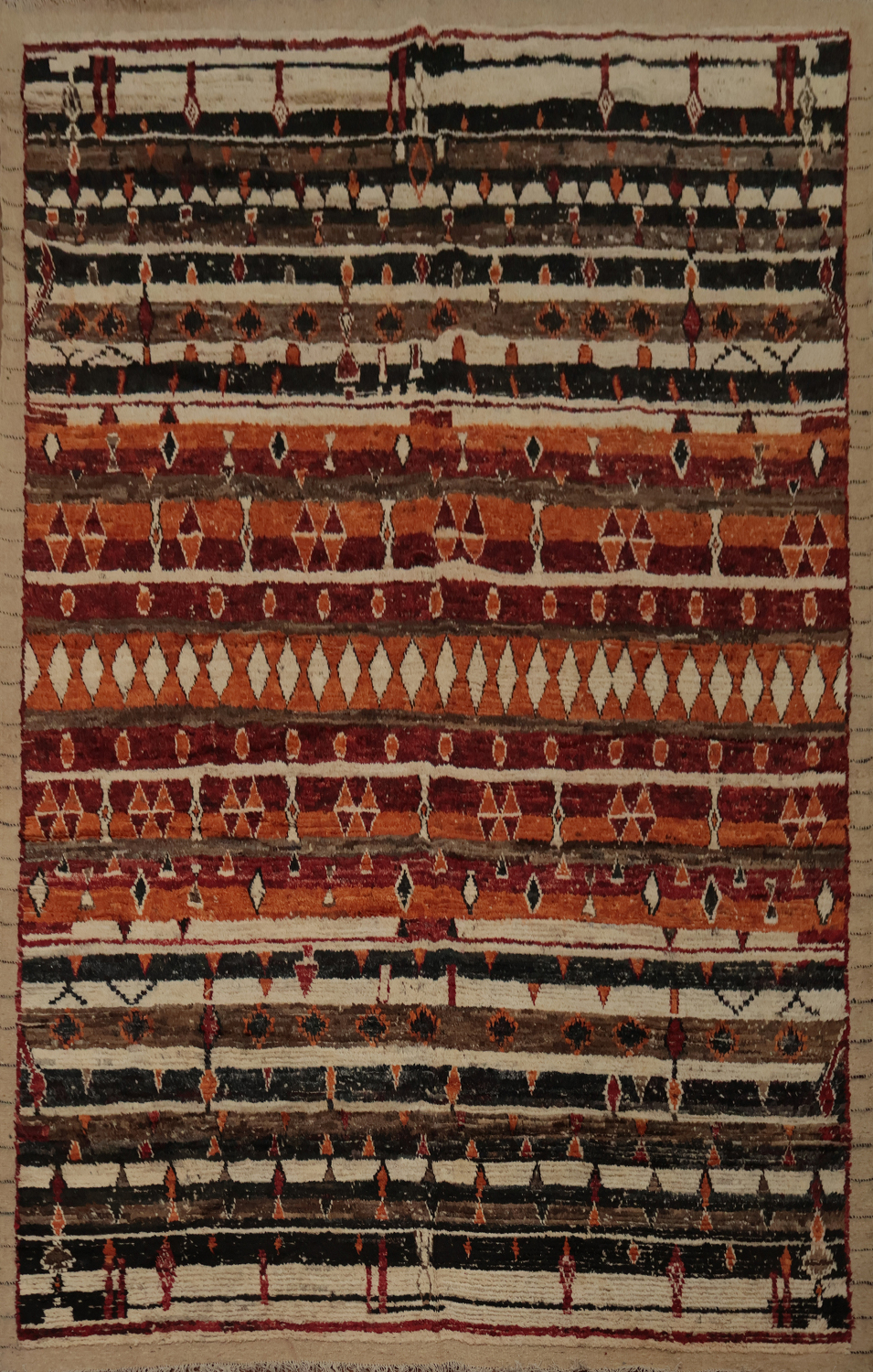 Geometric Charm Unique Striped Moroccan Area Rug 9x12