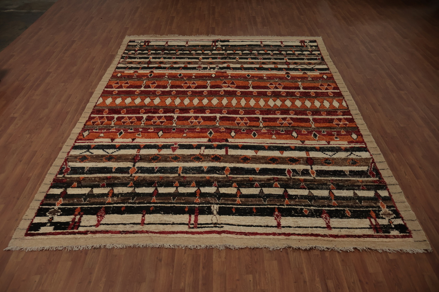 Geometric Charm Unique Striped Moroccan Area Rug 9x12