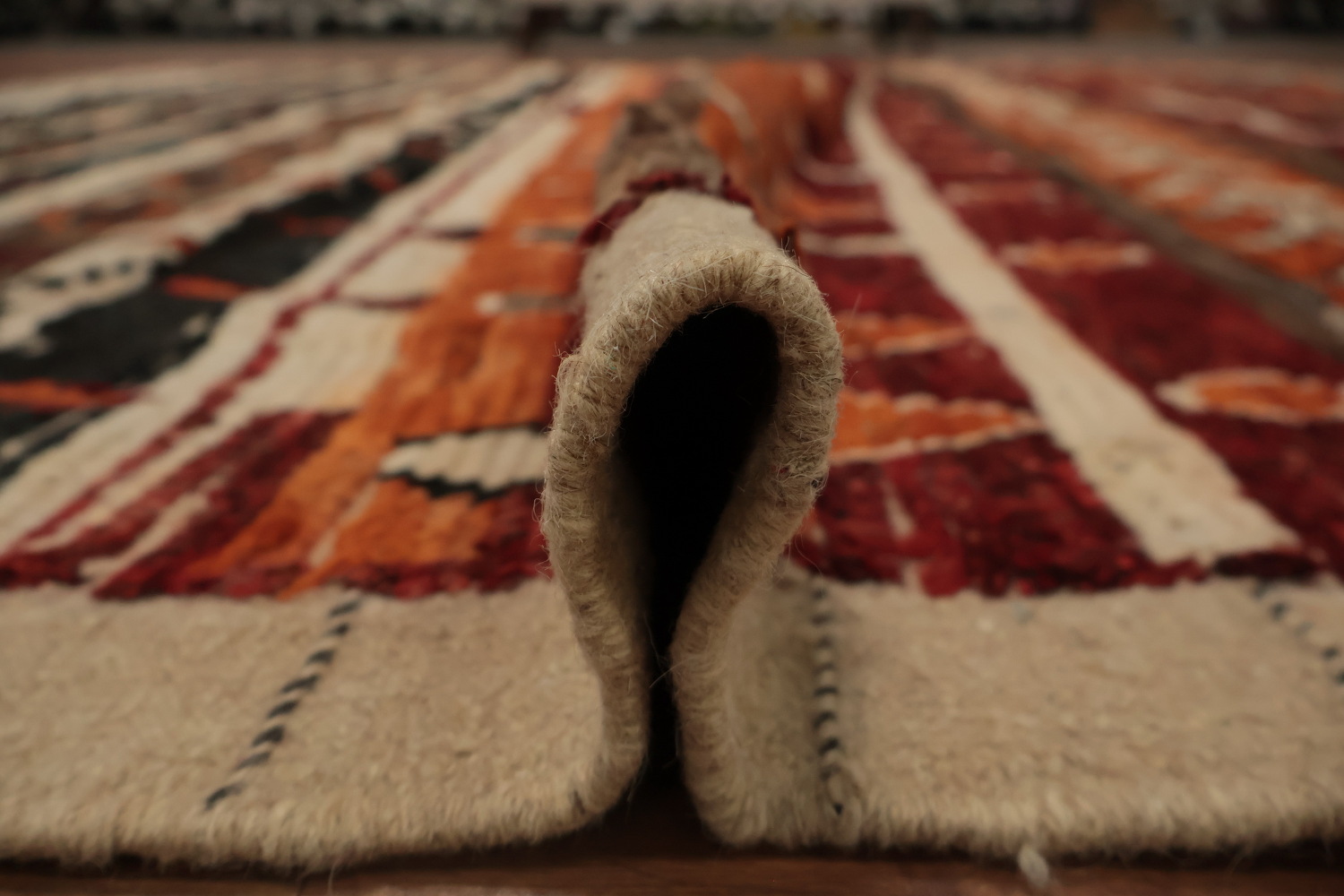 Geometric Charm Unique Striped Moroccan Area Rug 9x12
