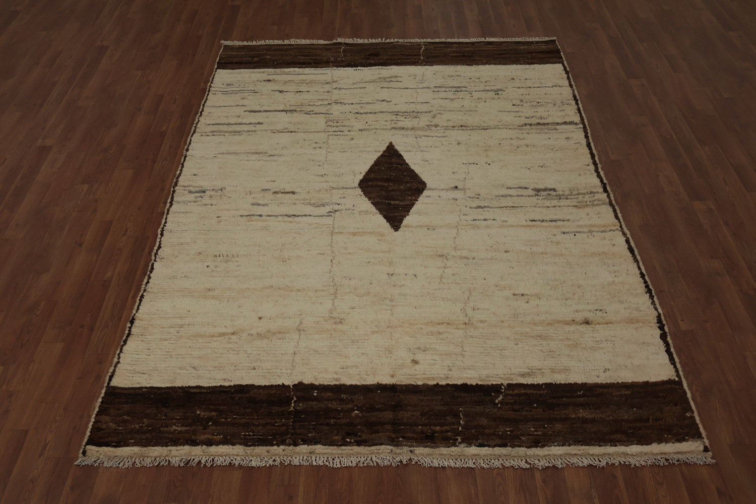 Ivory Geometric Moroccan Area Rug 6x9