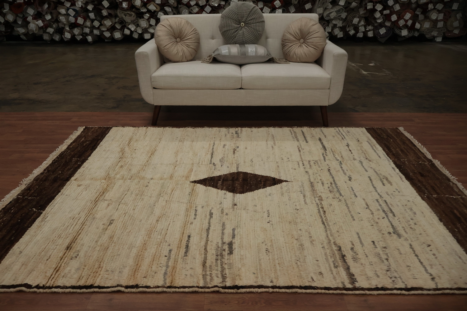 Ivory Geometric Moroccan Area Rug 6x9