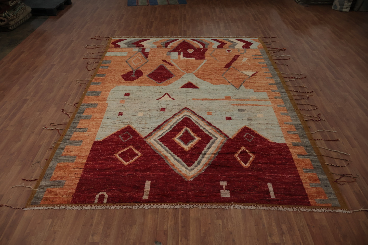 Rustic Charm Moroccan Large Area Rug 9x12 with Geometric Patterns
