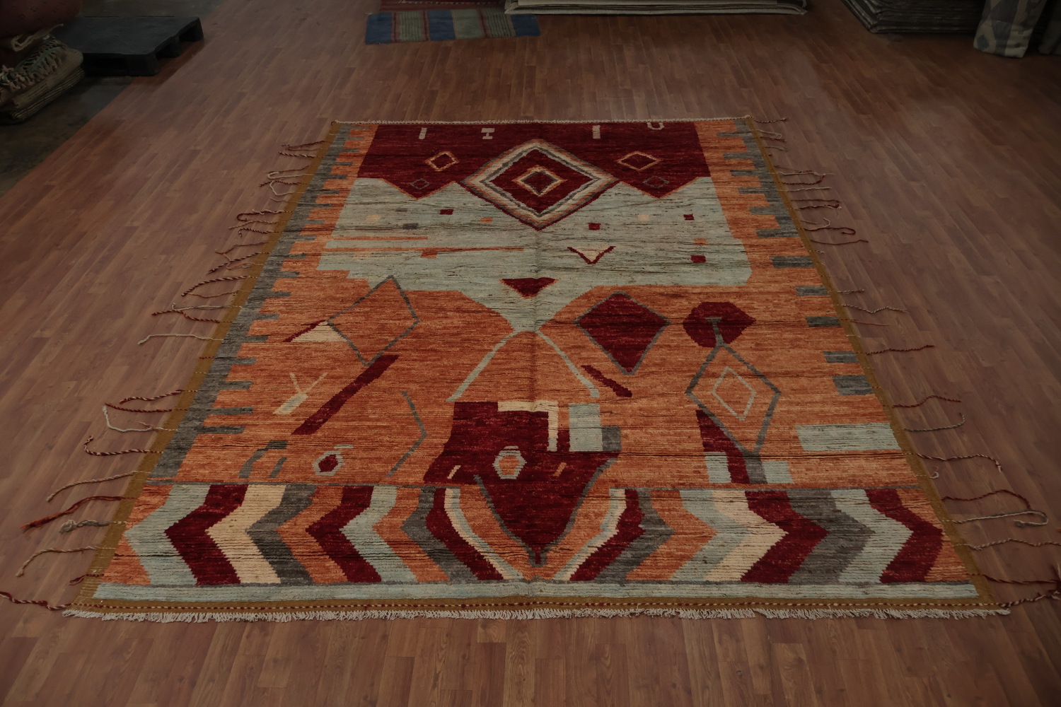Rustic Charm Moroccan Large Area Rug 9x12 with Geometric Patterns