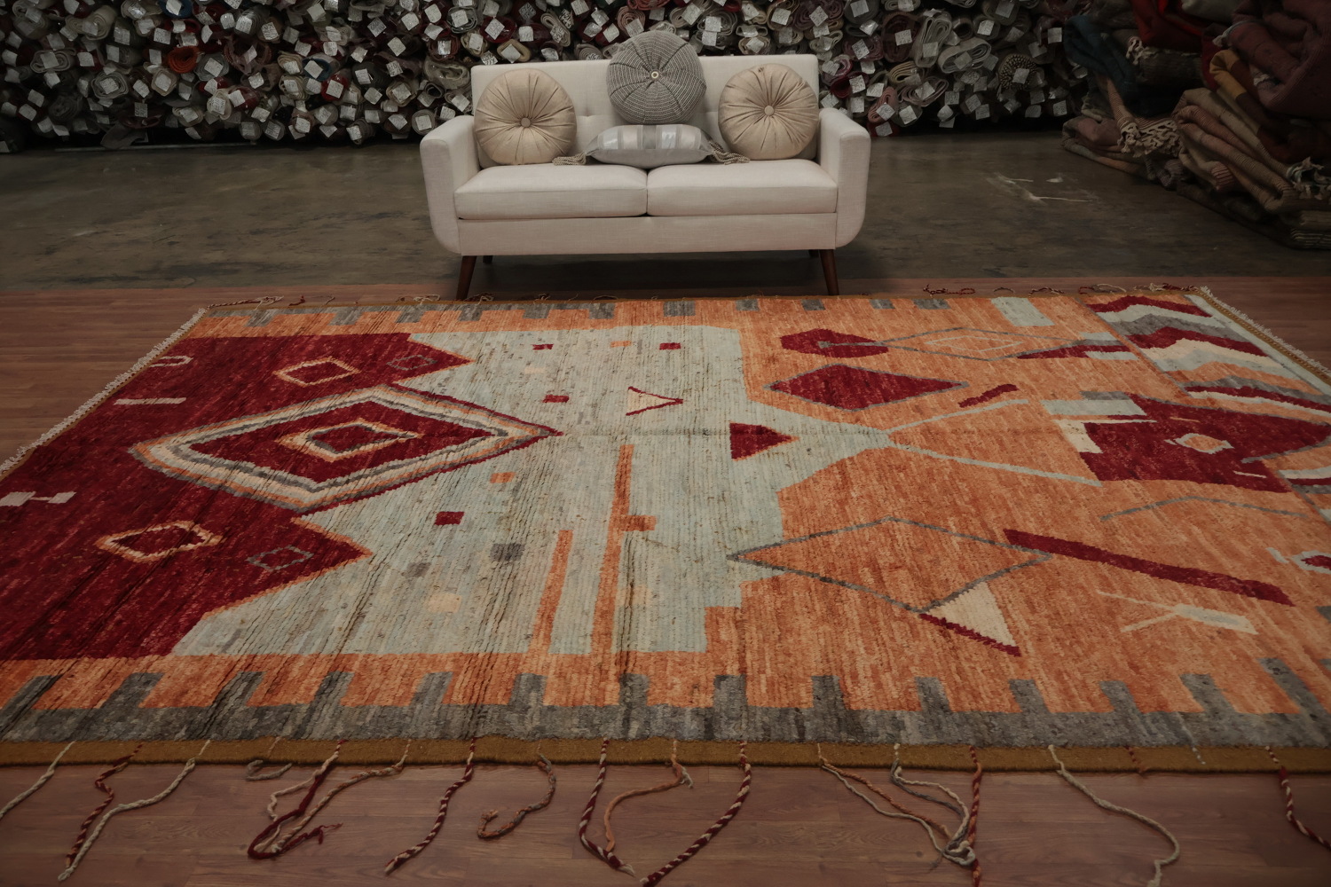 Rustic Charm Moroccan Large Area Rug 9x12 with Geometric Patterns