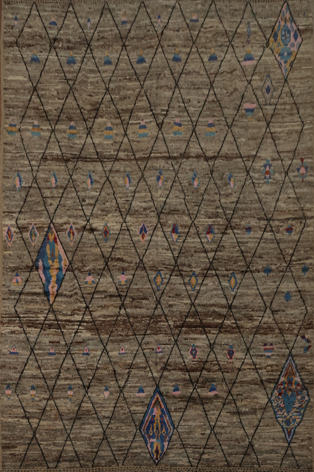 Geometric Moroccan Area Rug 10x12 with Earthy Tones and Subtle Hues