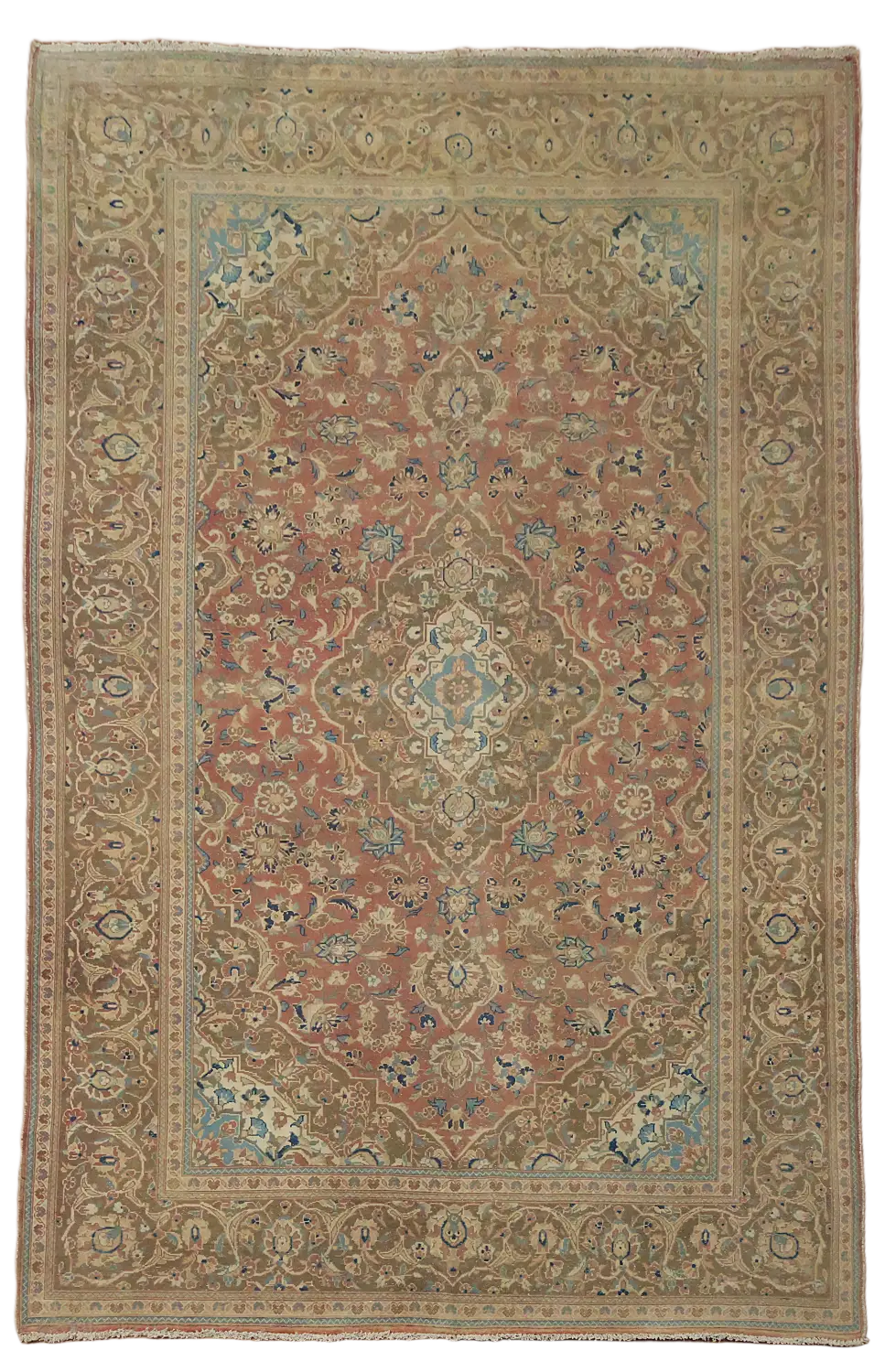Muted Color Traditional Kashan Persian Area Rug 7x10