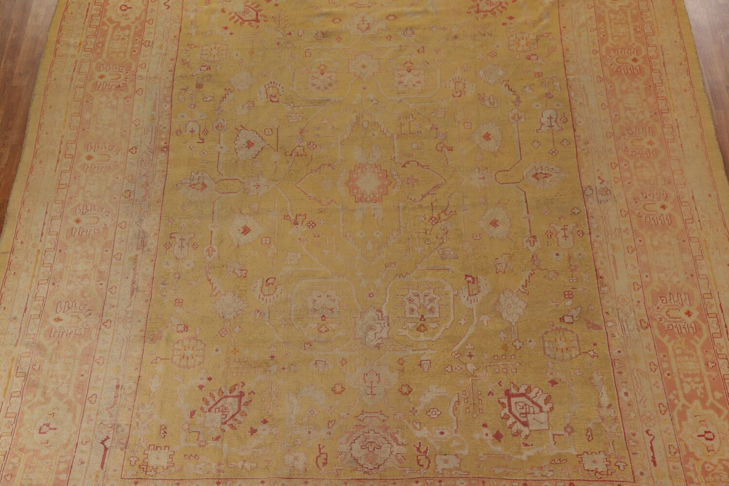 Pre-1900 Antique Vegetable Dye Oushak Large Rug 12x14