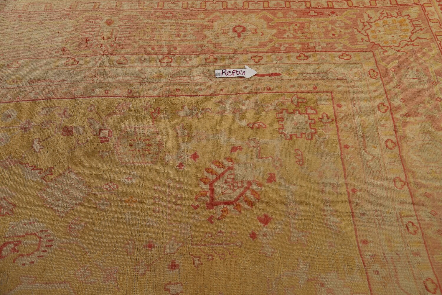 Pre-1900 Antique Vegetable Dye Oushak Large Rug 12x14