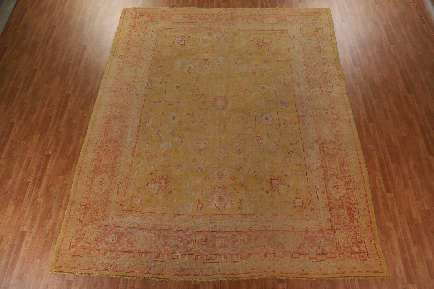 Pre-1900 Antique Vegetable Dye Oushak Large Rug 12x14