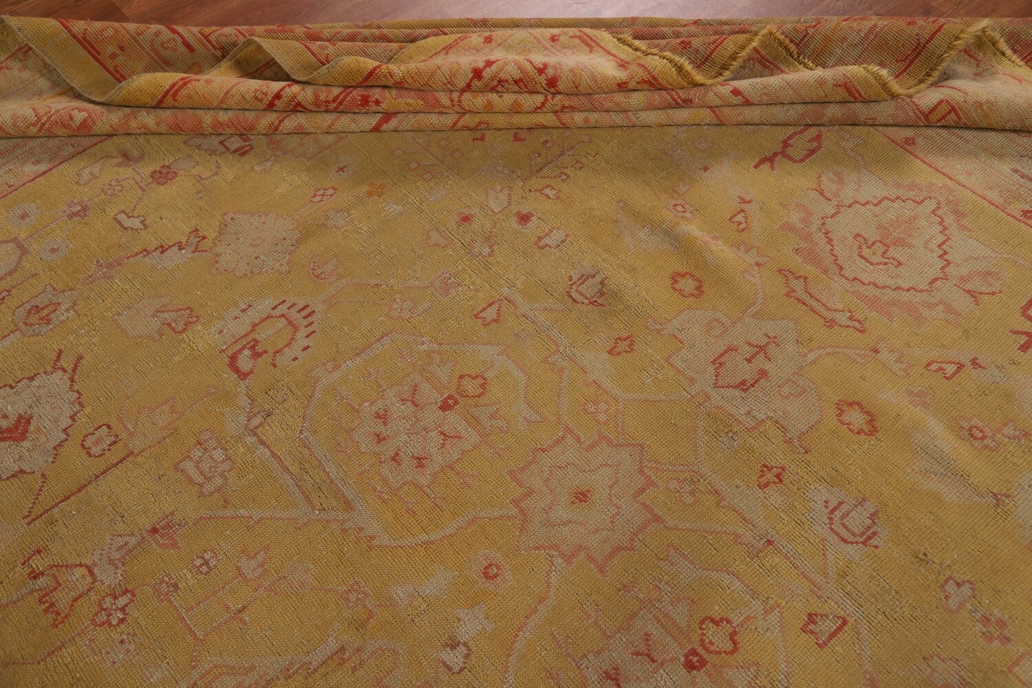 Pre-1900 Antique Vegetable Dye Oushak Large Rug 12x14