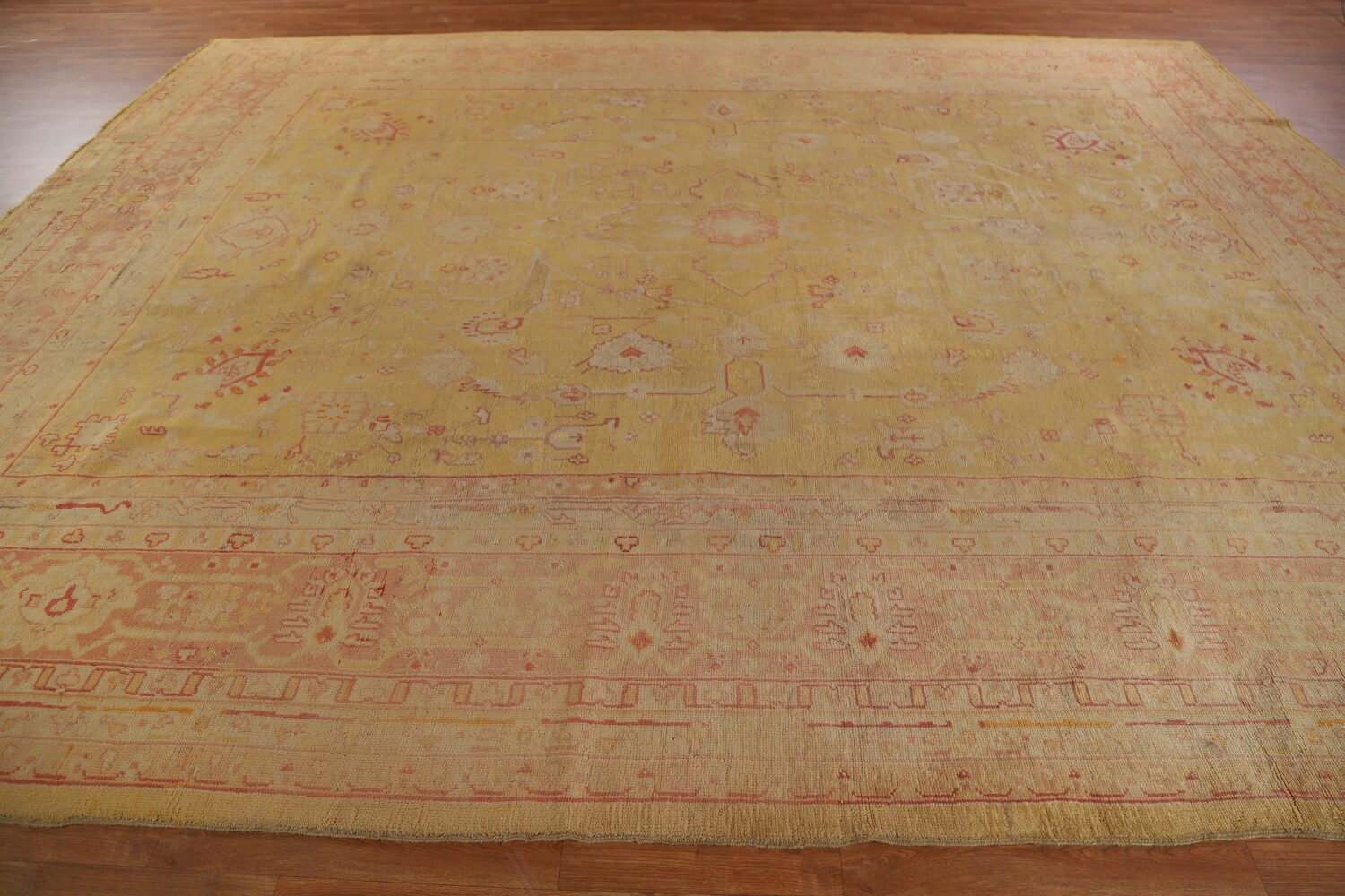 Pre-1900 Antique Vegetable Dye Oushak Large Rug 12x14