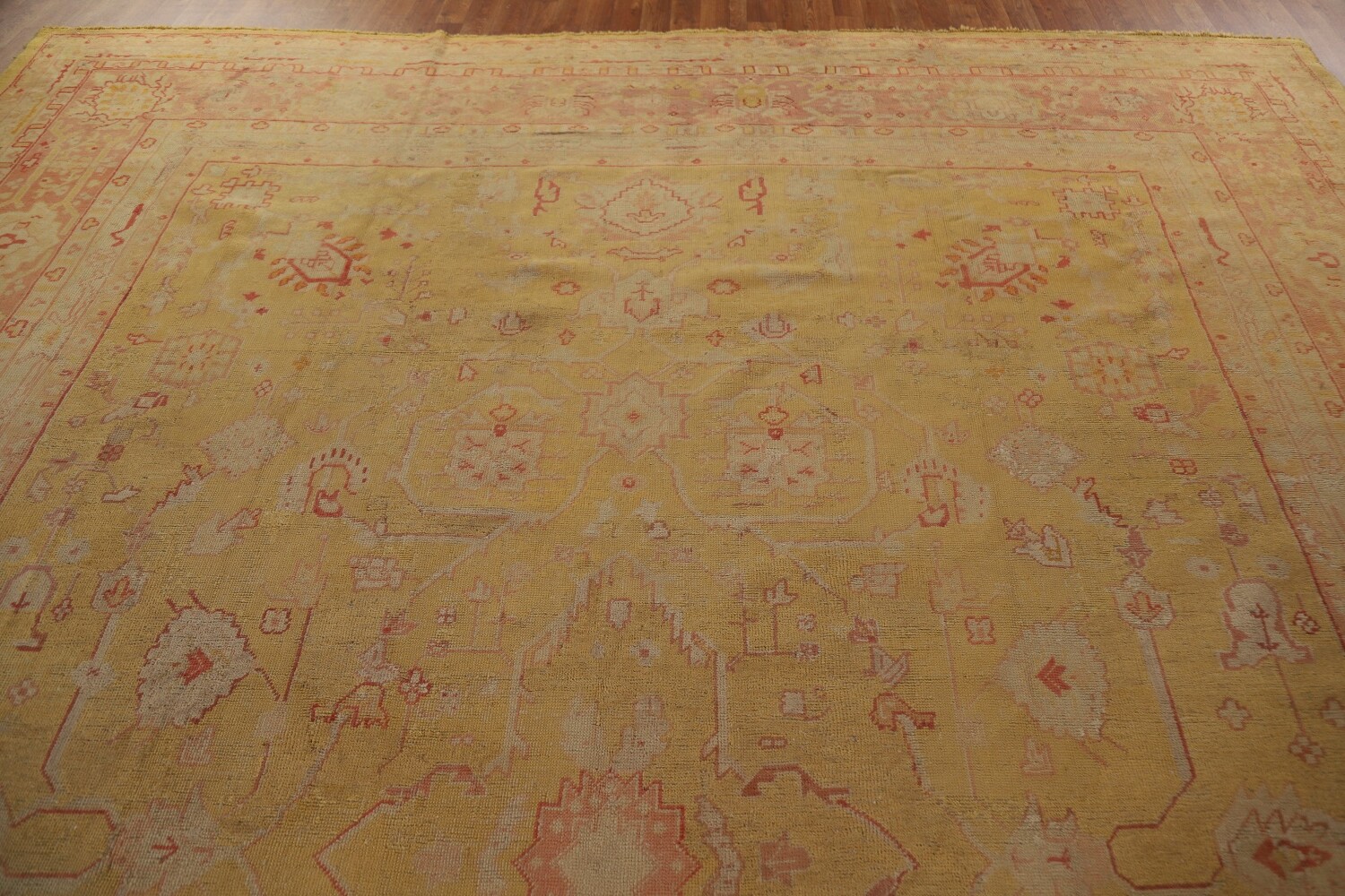 Pre-1900 Antique Vegetable Dye Oushak Large Rug 12x14
