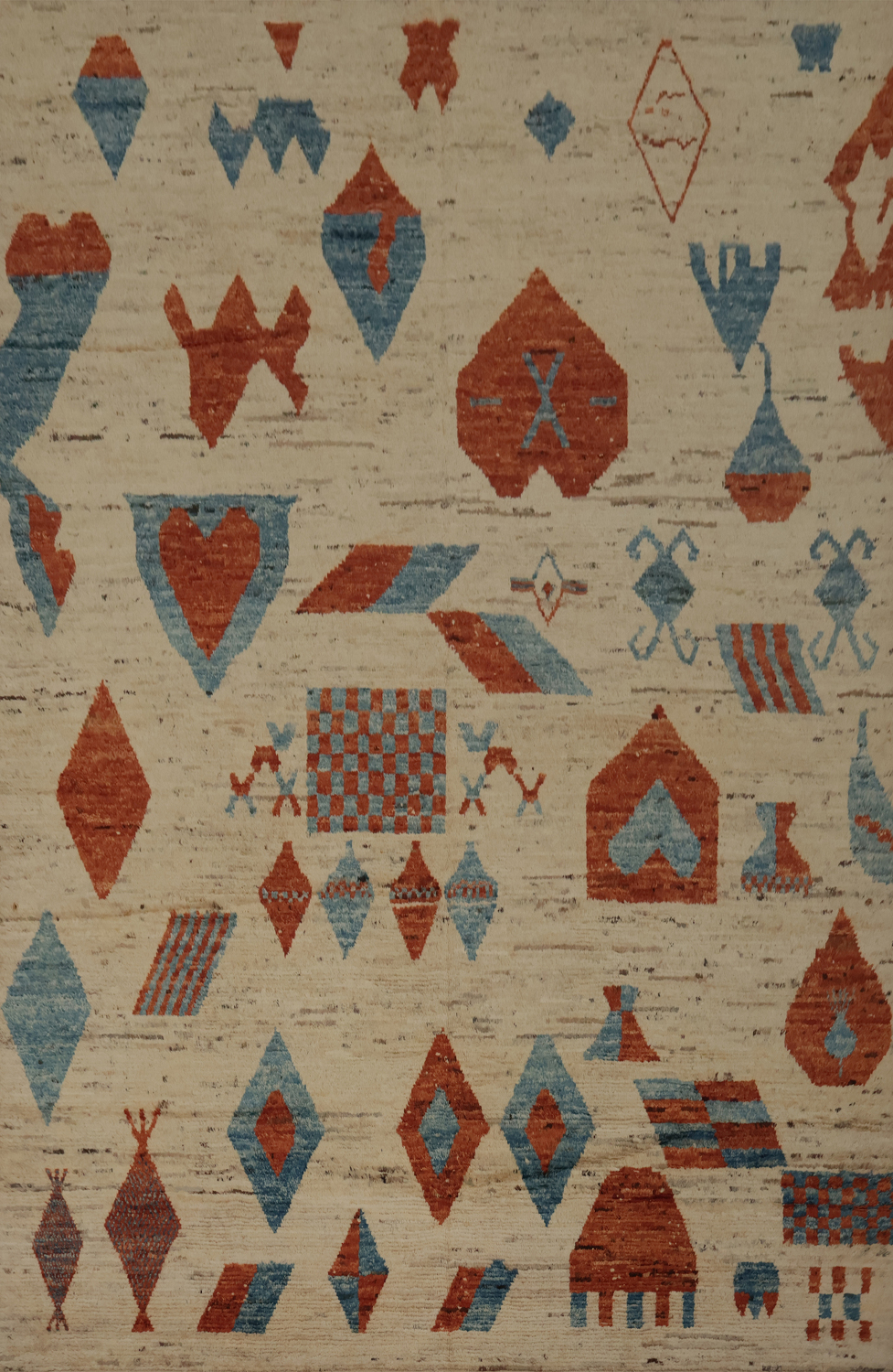 Intricate Geometric Shapes on Textured Moroccan Area Rug 9x12