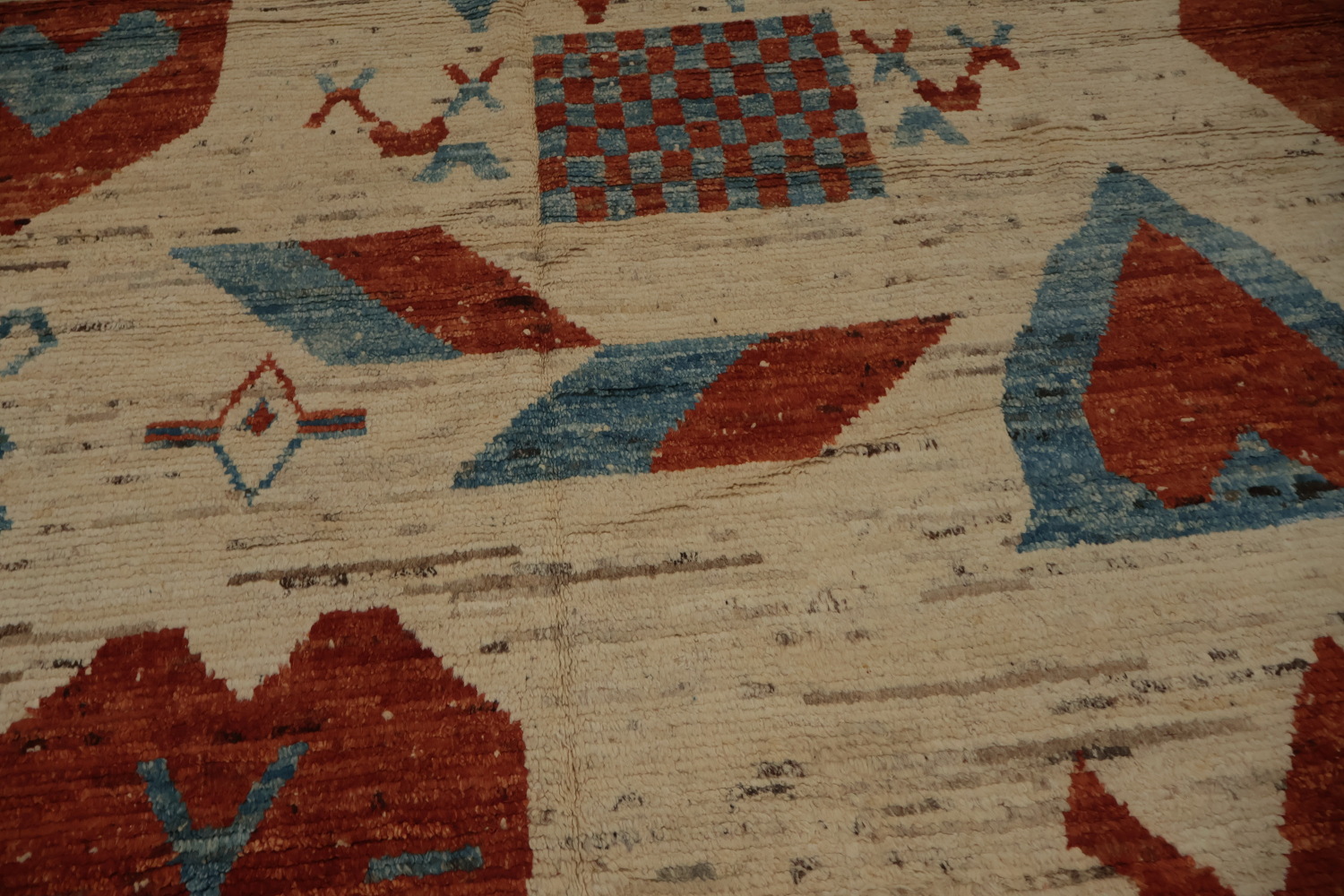 Intricate Geometric Shapes on Textured Moroccan Area Rug 9x12