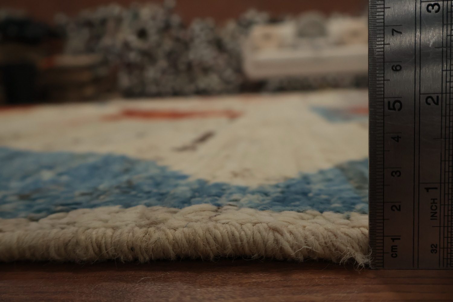 Intricate Geometric Shapes on Textured Moroccan Area Rug 9x12