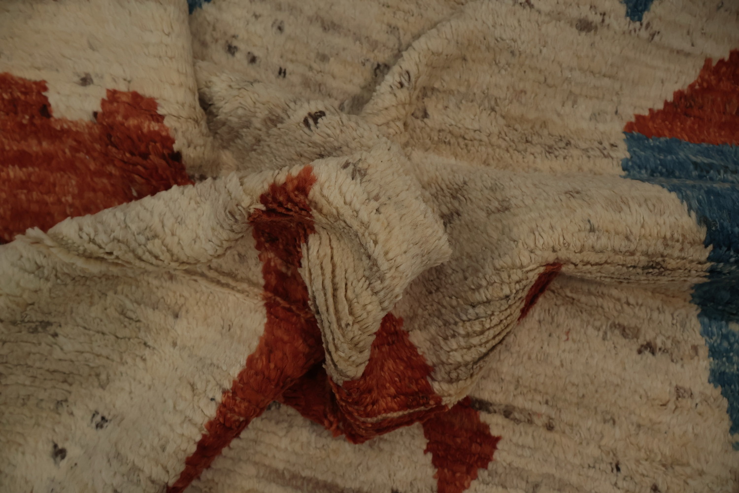 Intricate Geometric Shapes on Textured Moroccan Area Rug 9x12