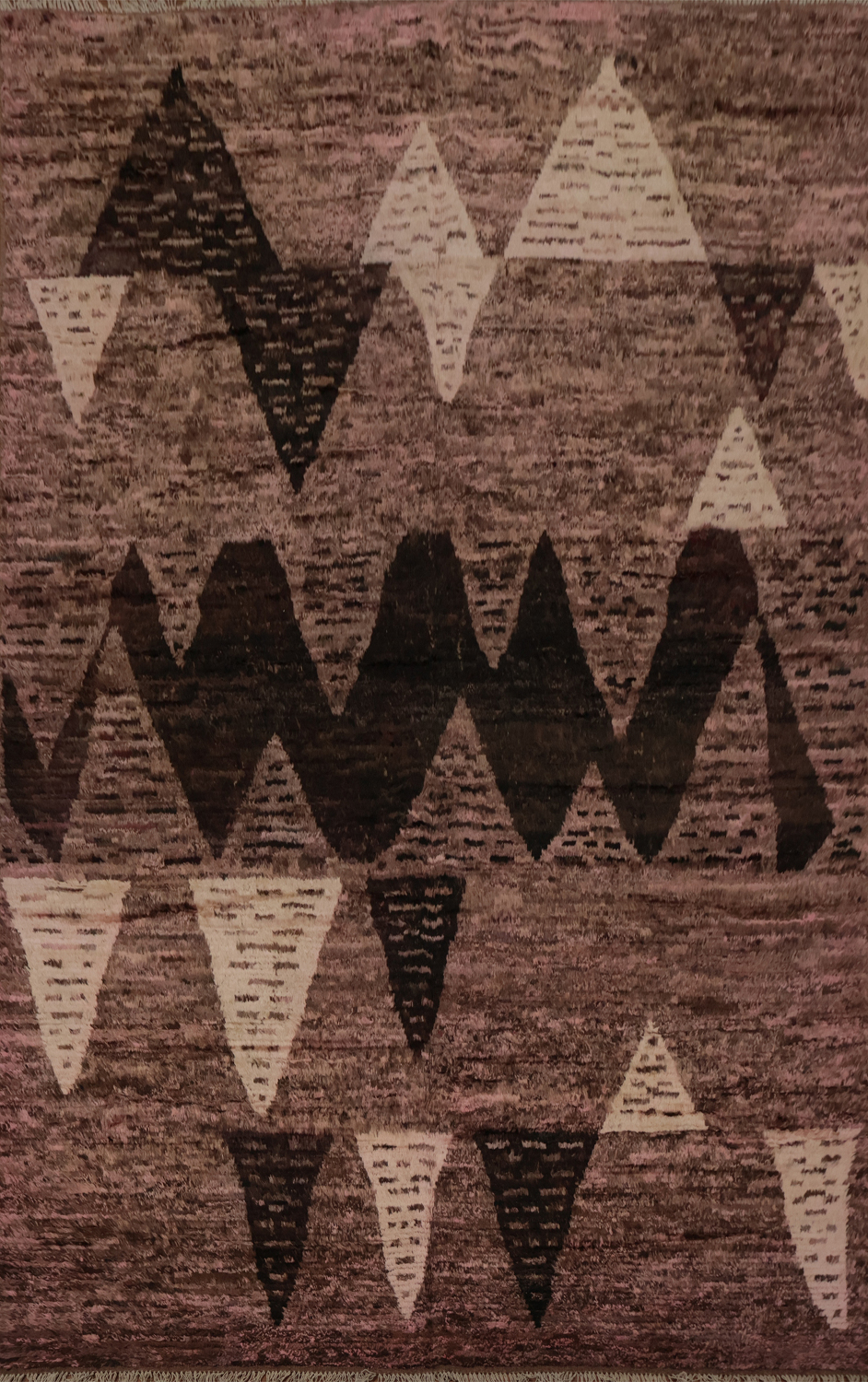 Pink/ Brown Moroccan Wool Area Rug 7x10
