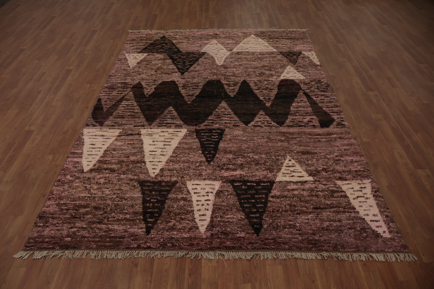 Pink/ Brown Moroccan Wool Area Rug 7x10