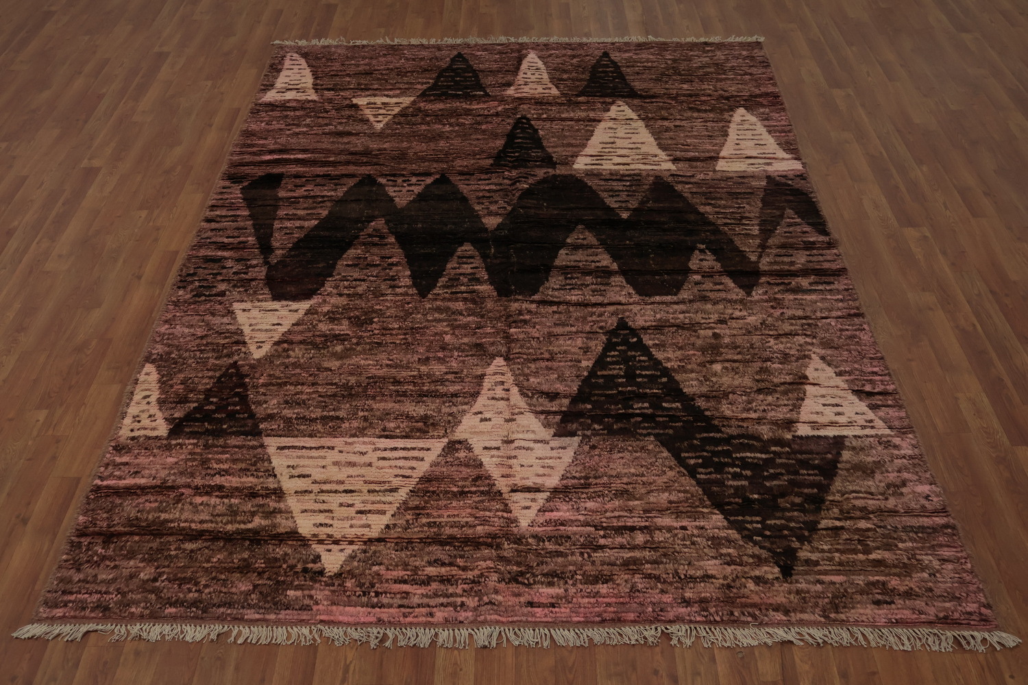 Pink/ Brown Moroccan Wool Area Rug 7x10