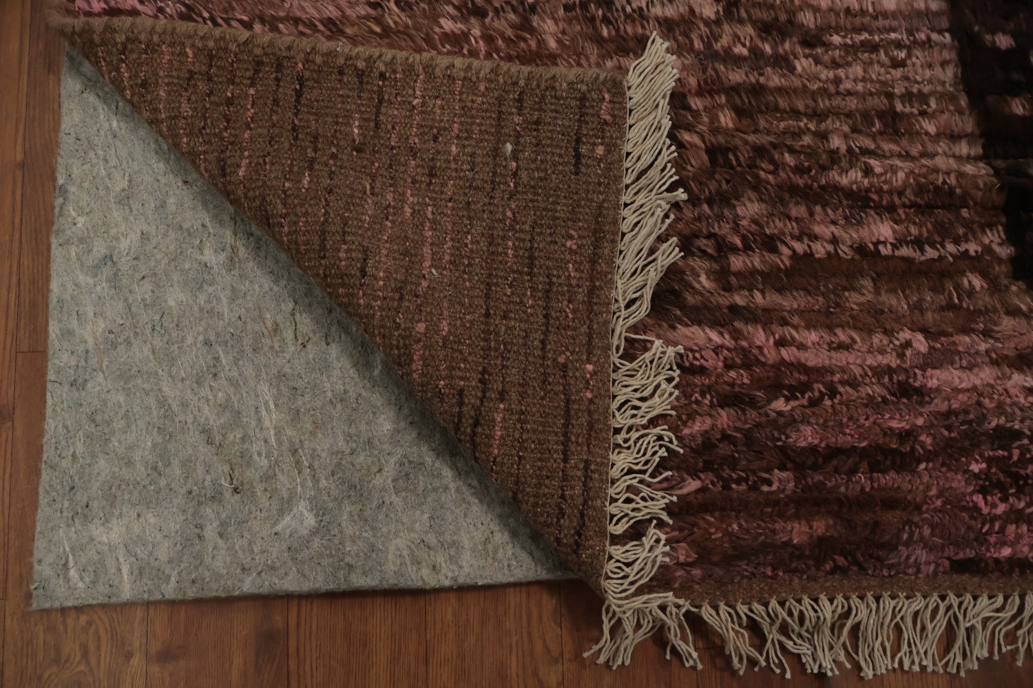 Pink/ Brown Moroccan Wool Area Rug 7x10