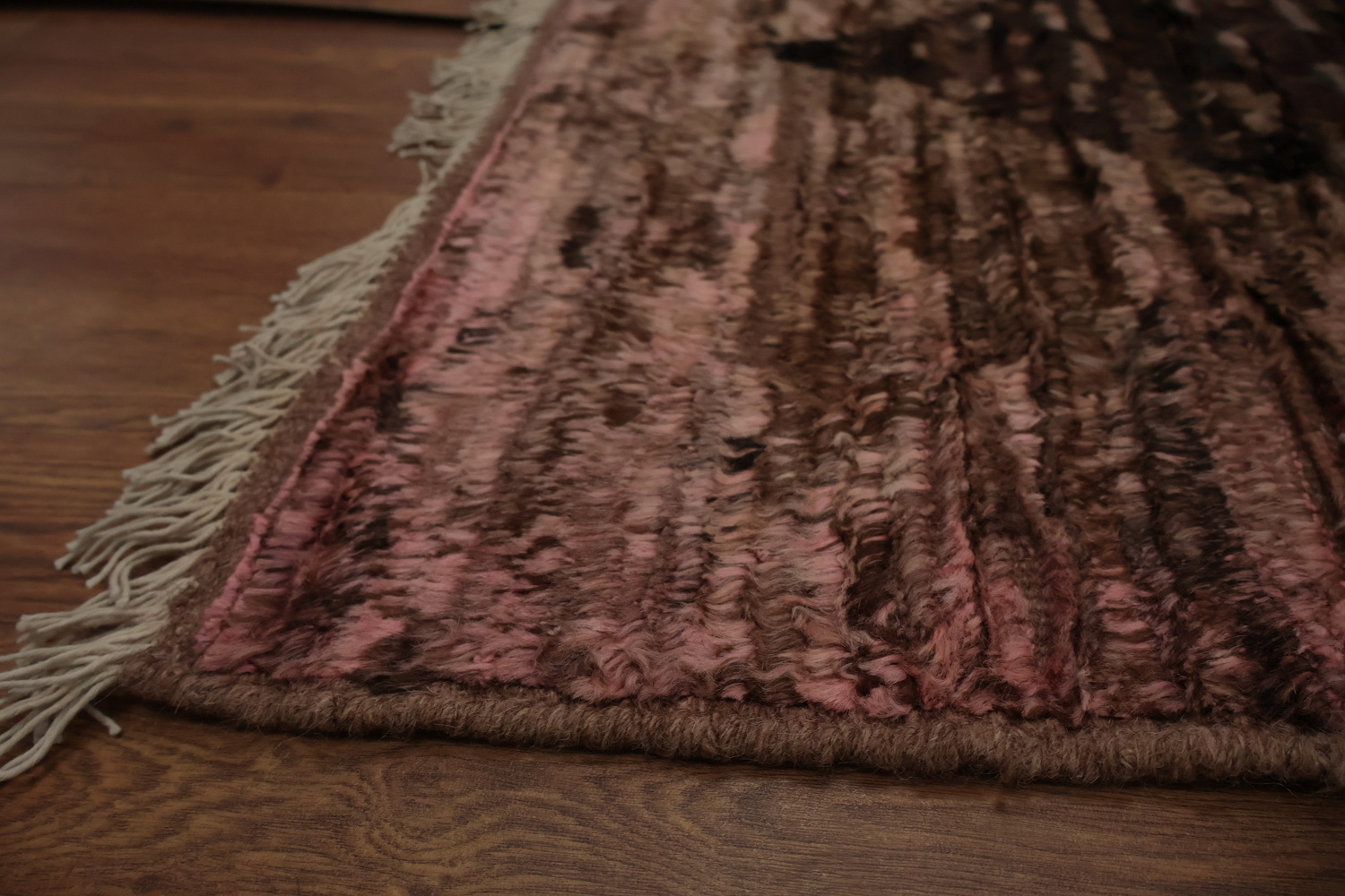 Pink/ Brown Moroccan Wool Area Rug 7x10