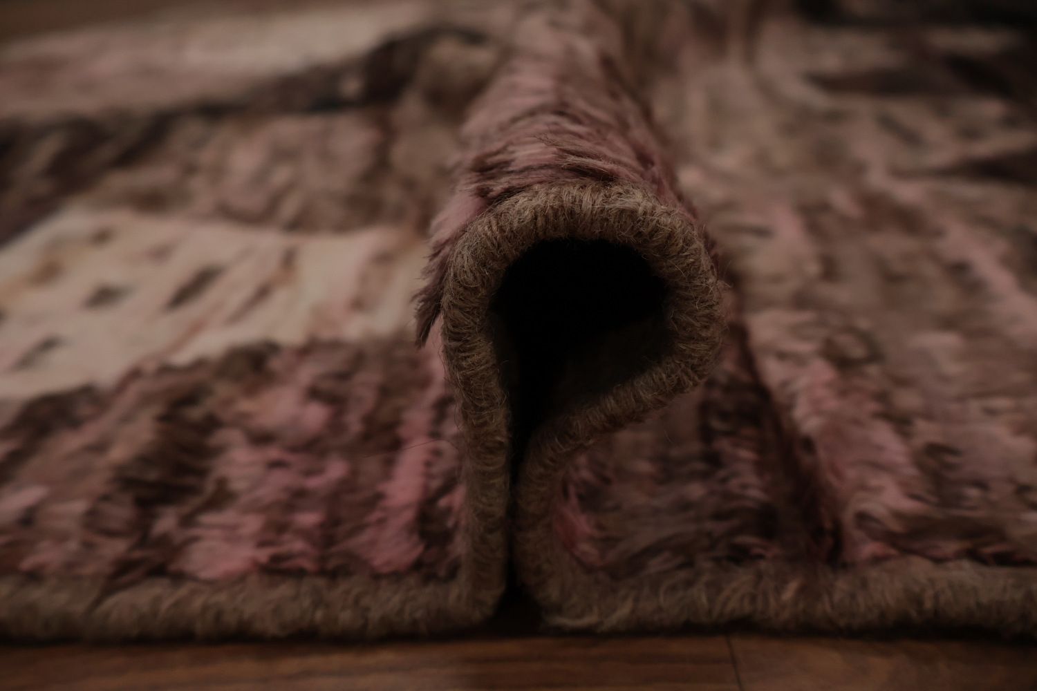 Pink/ Brown Moroccan Wool Area Rug 7x10