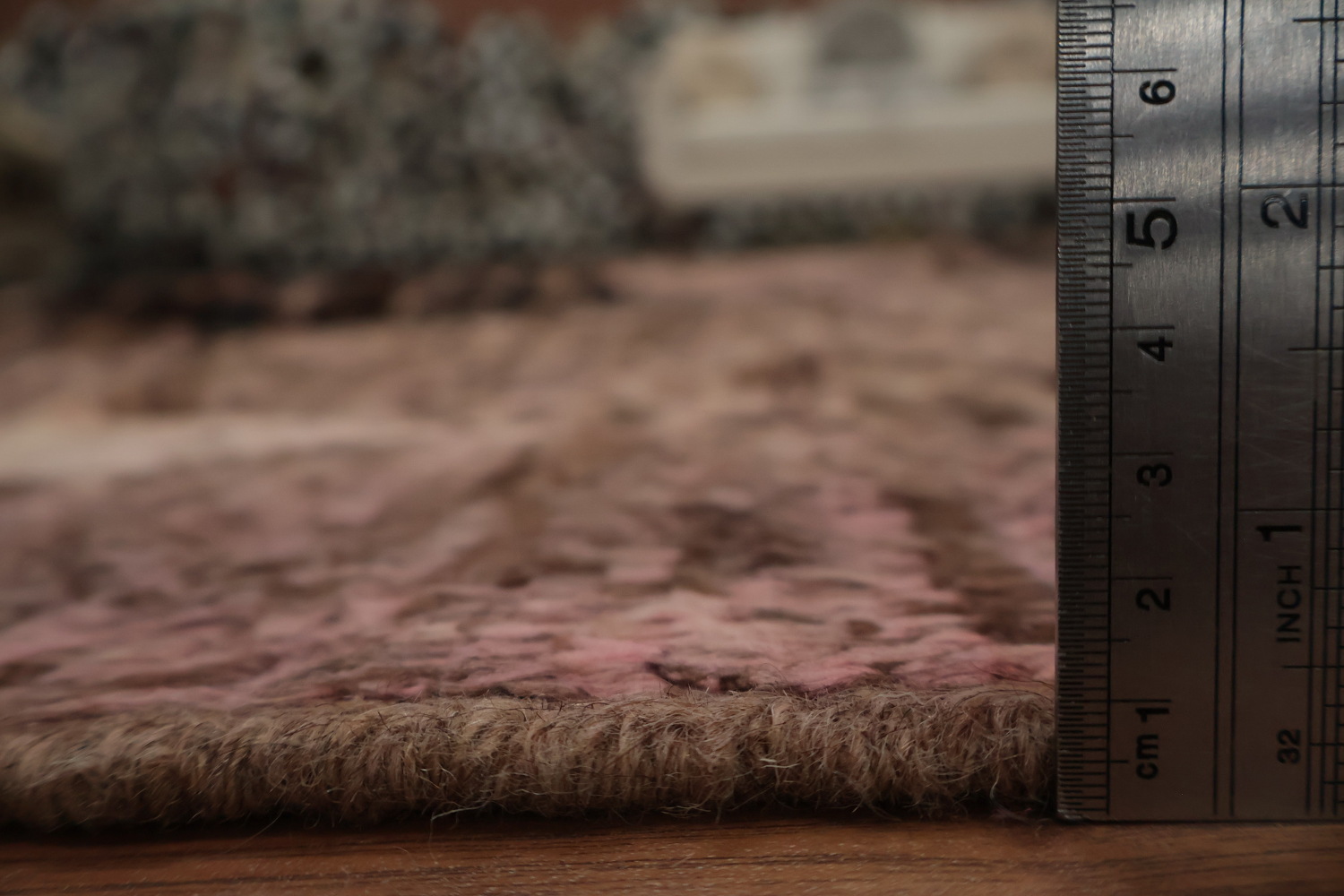Pink/ Brown Moroccan Wool Area Rug 7x10
