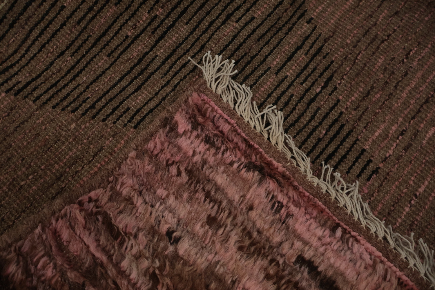 Pink/ Brown Moroccan Wool Area Rug 7x10