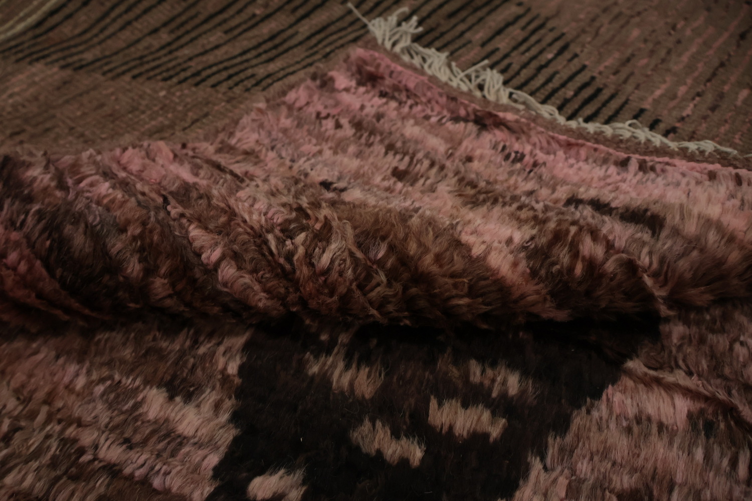 Pink/ Brown Moroccan Wool Area Rug 7x10
