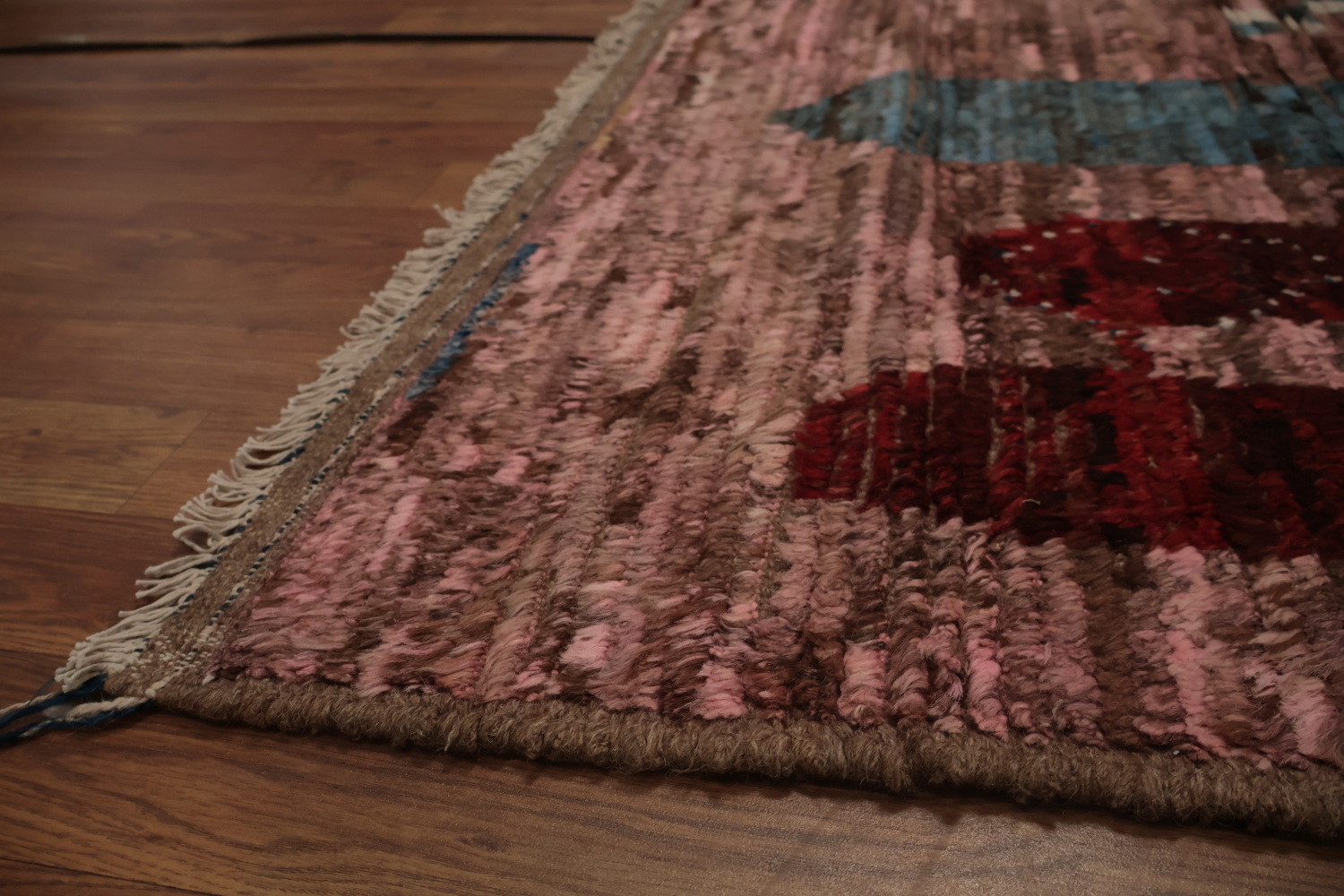 Artistic Moroccan Large Area Rug 9x12 with Multicolored Diamond Design
