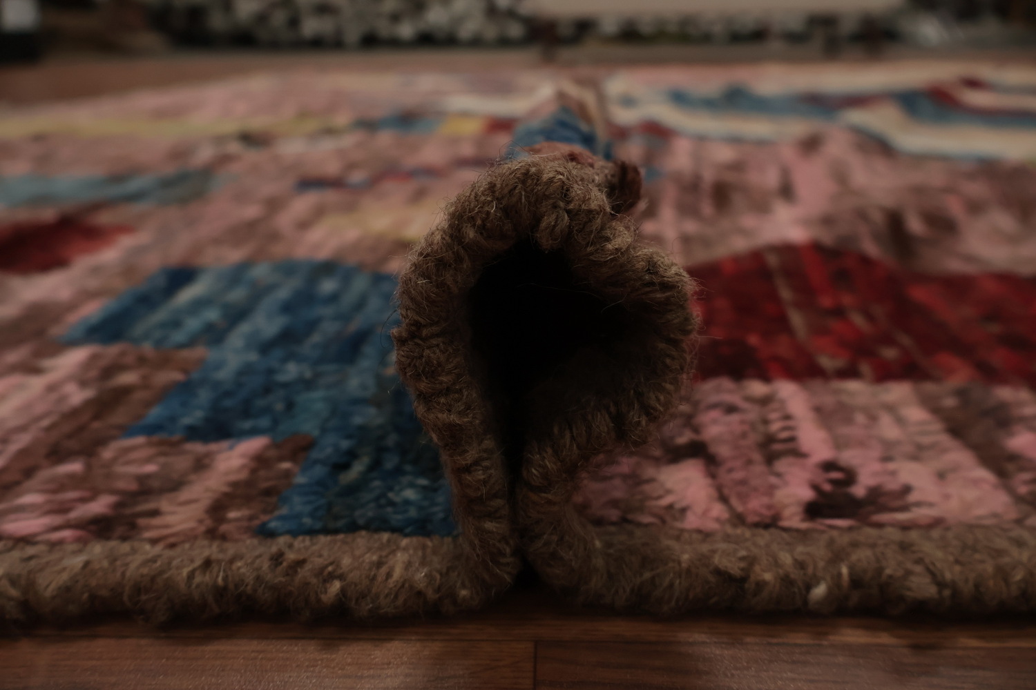Artistic Moroccan Large Area Rug 9x12 with Multicolored Diamond Design
