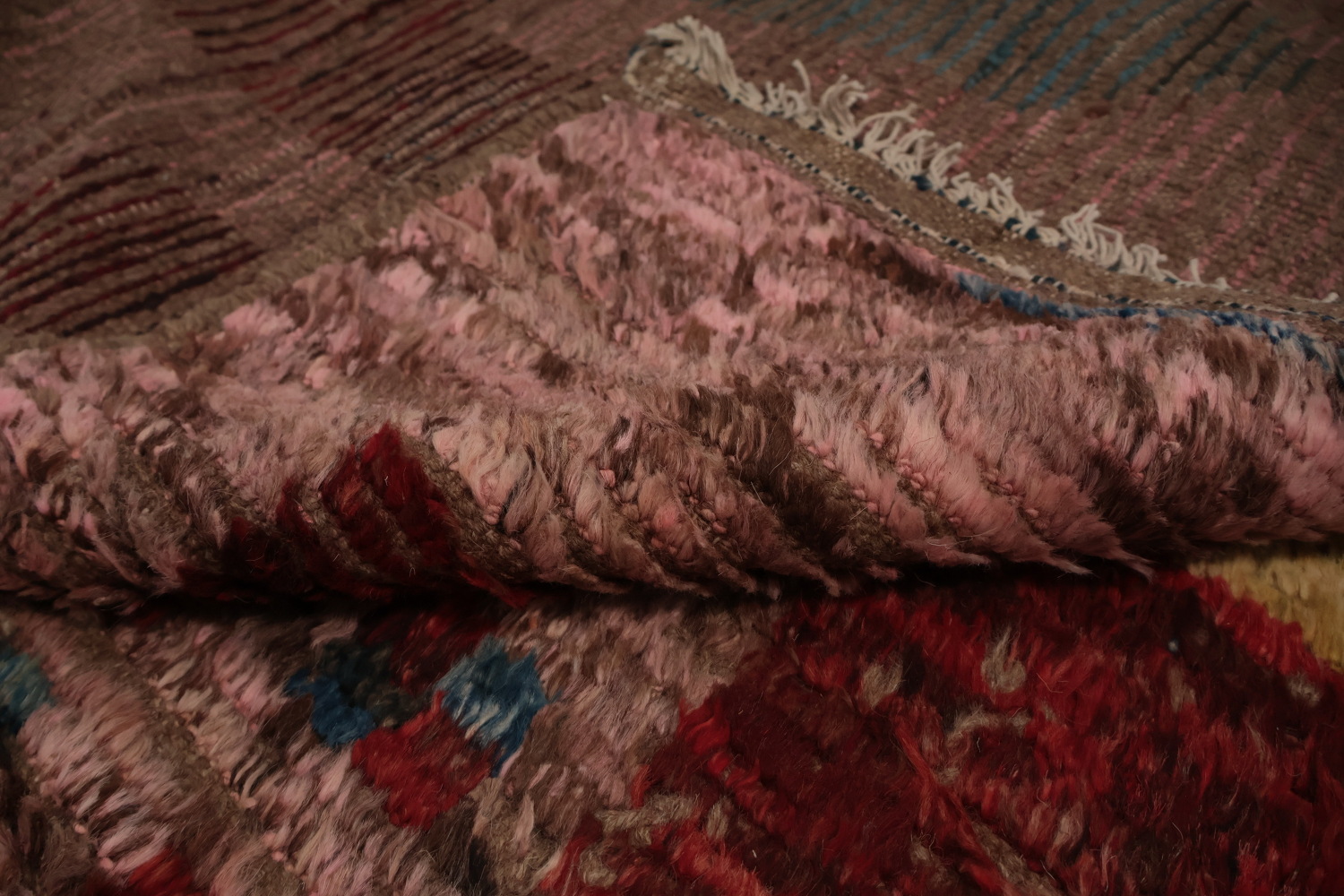 Artistic Moroccan Large Area Rug 9x12 with Multicolored Diamond Design