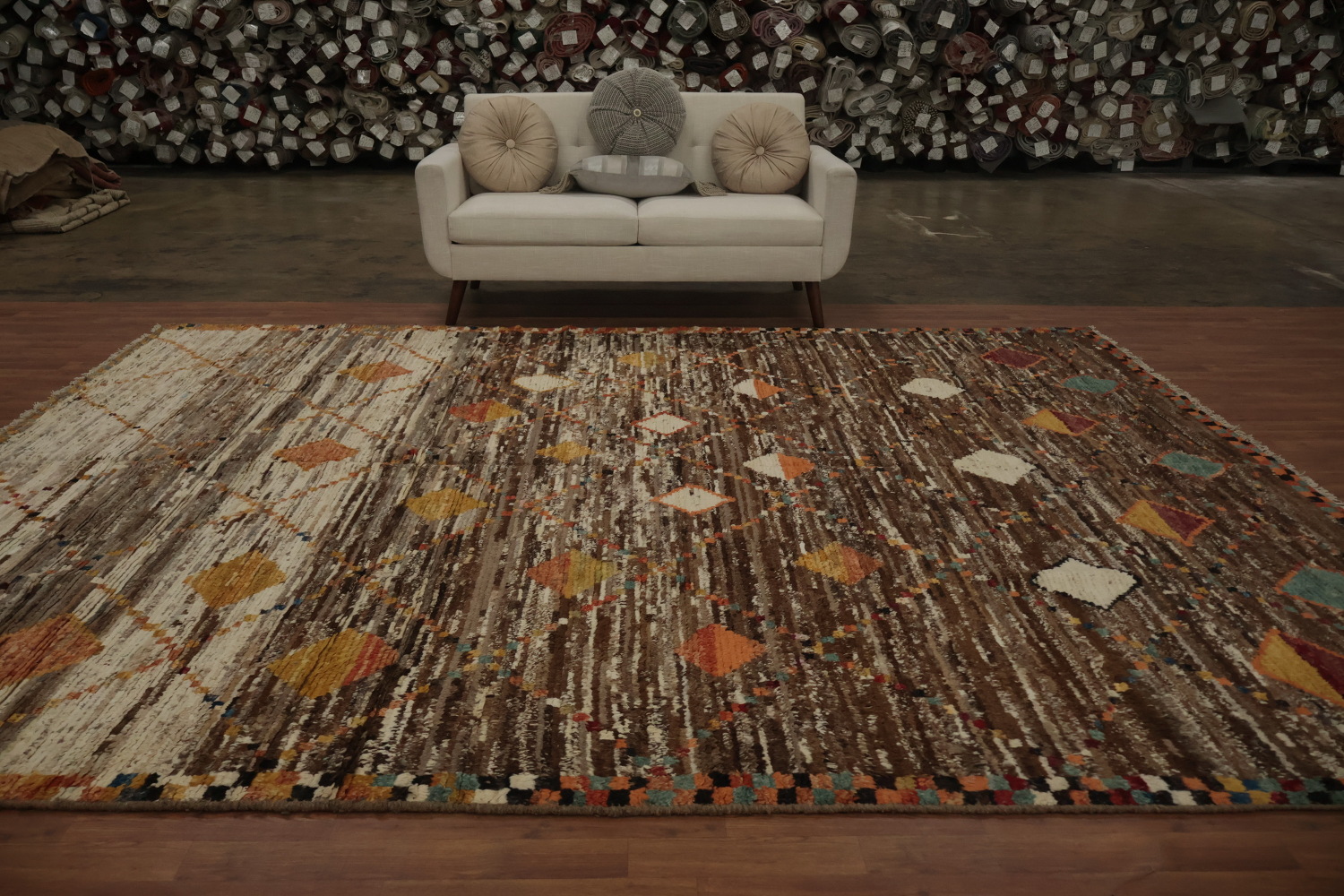 Create Cozy Ambiance with Earth-Toned Moroccan Area Rug 9x12