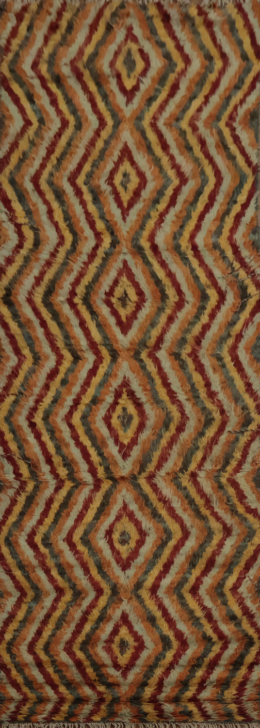 Zigzag Pattern Moroccan Berber Runner Rug 3x13 for Dynamic Room Decor