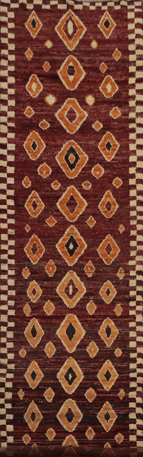 Rich and Textured Diamond Handmade Moroccan Runner Rug 4x16