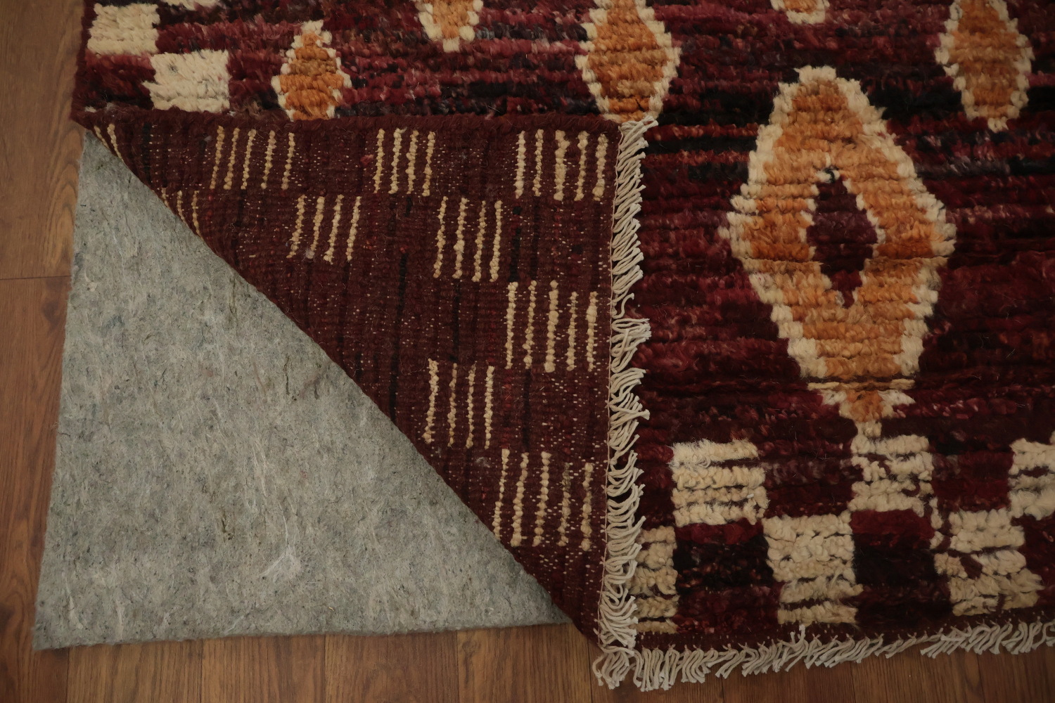 Rich and Textured Diamond Handmade Moroccan Runner Rug 4x16