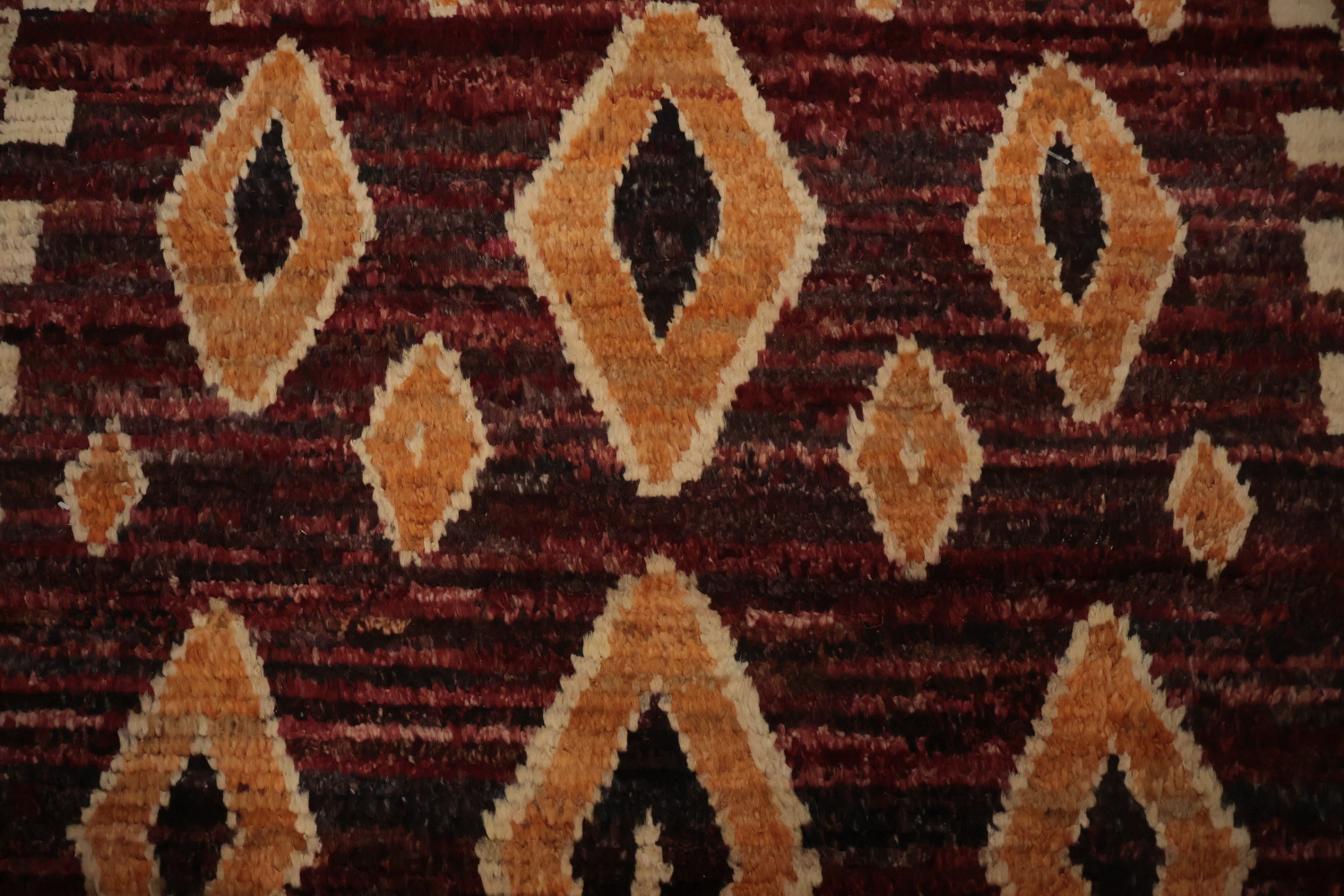 Rich and Textured Diamond Handmade Moroccan Runner Rug 4x16