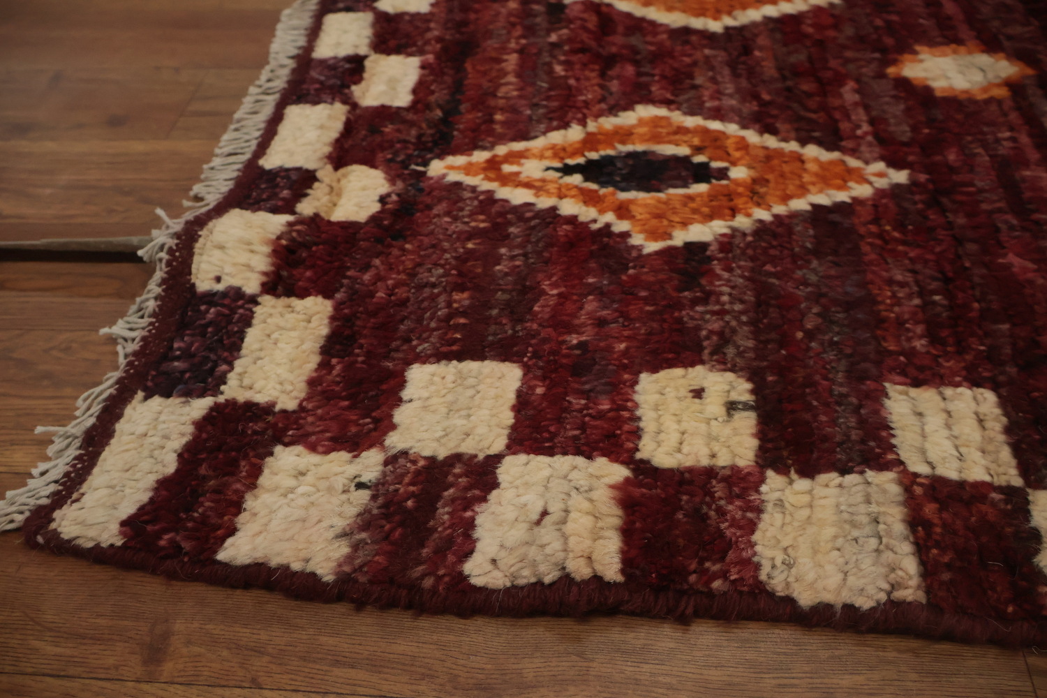 Rich and Textured Diamond Handmade Moroccan Runner Rug 4x16