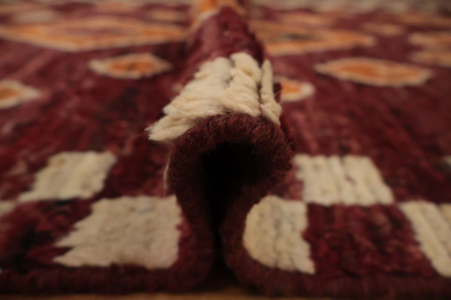 Rich and Textured Diamond Handmade Moroccan Runner Rug 4x16