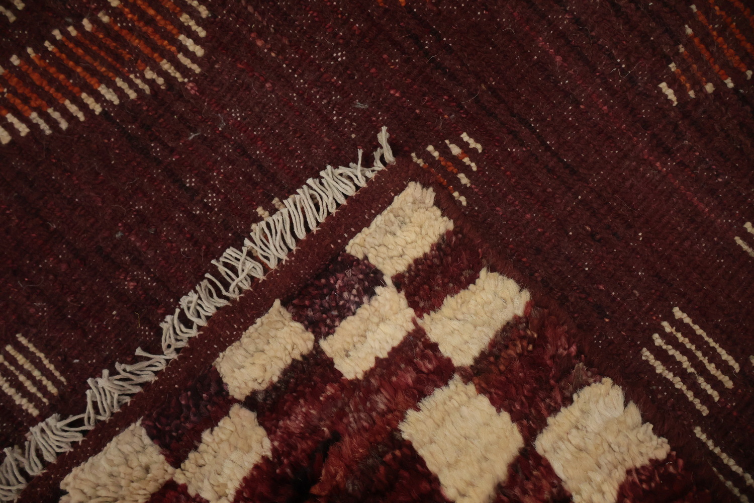 Rich and Textured Diamond Handmade Moroccan Runner Rug 4x16
