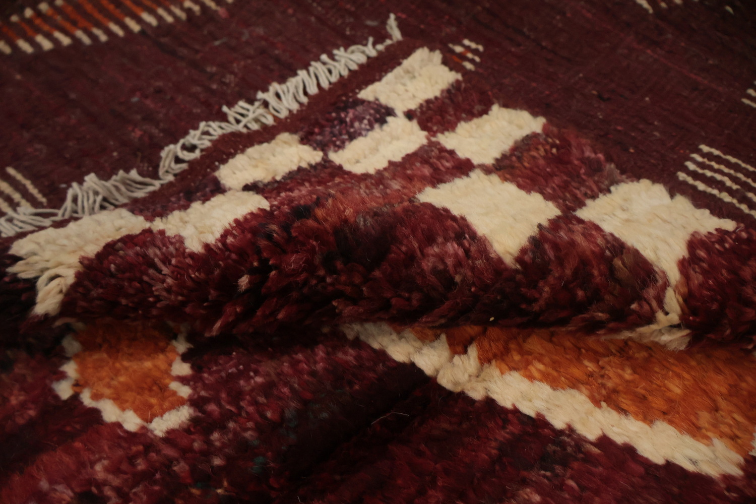 Rich and Textured Diamond Handmade Moroccan Runner Rug 4x16
