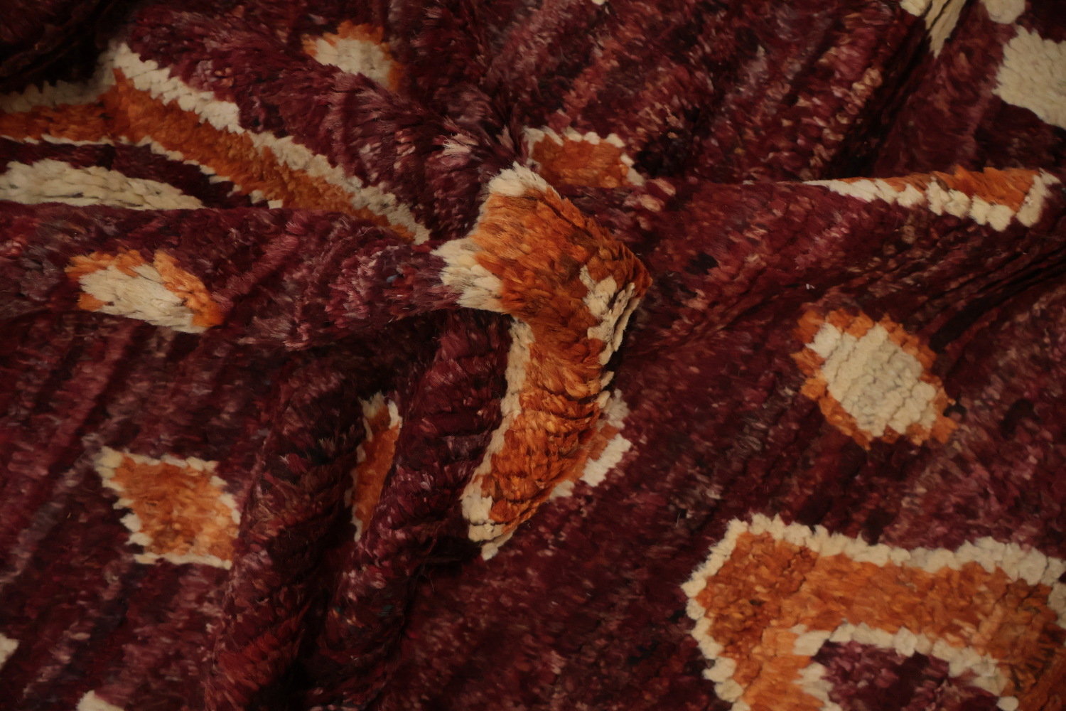 Rich and Textured Diamond Handmade Moroccan Runner Rug 4x16