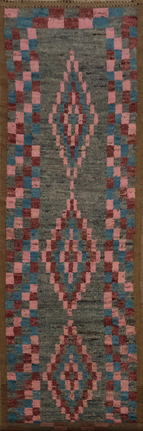 Artisan Moroccan Runner Rug 3x13 with a Unique Geometric Design