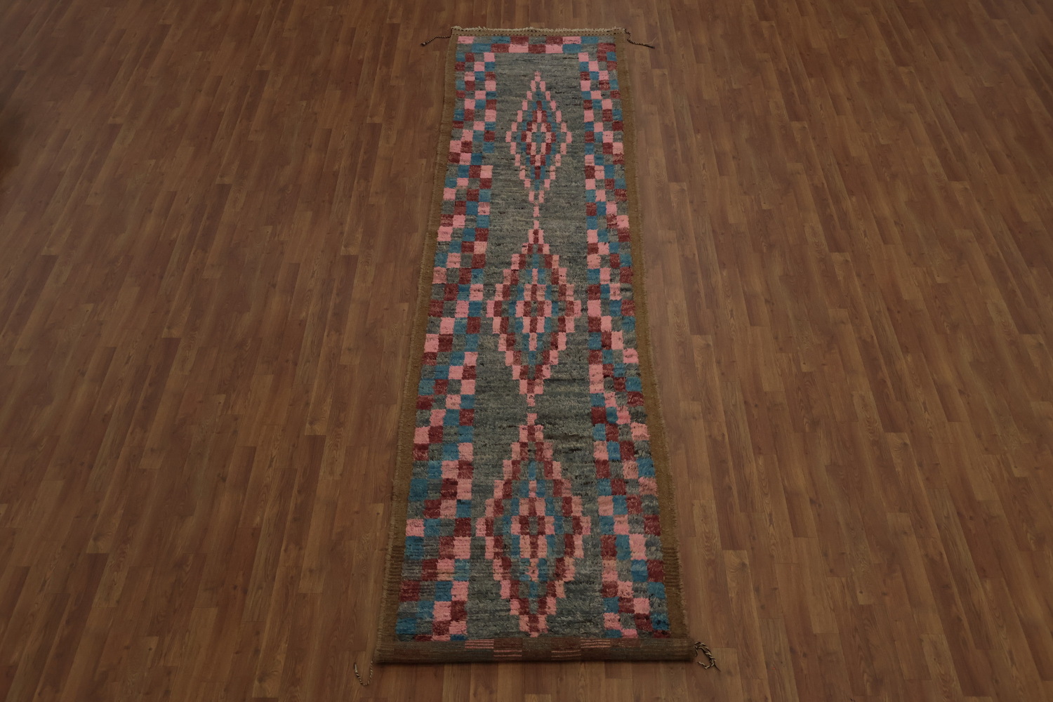 Artisan Moroccan Runner Rug 3x13 with a Unique Geometric Design