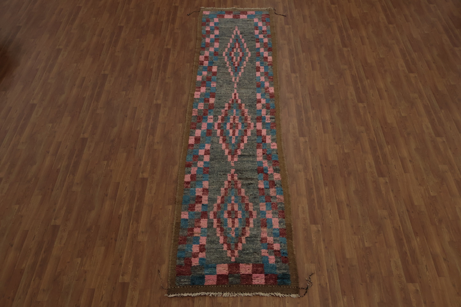 Artisan Moroccan Runner Rug 3x13 with a Unique Geometric Design